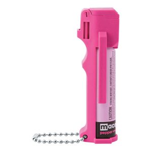 Mace Pink Personal Pepper Spray – Stream Formula, 12-Foot Range, 18–20 Bursts, Flip-Top Safety Cap, UV Dye, 0.63 oz, Keychain Included, Made in the USA