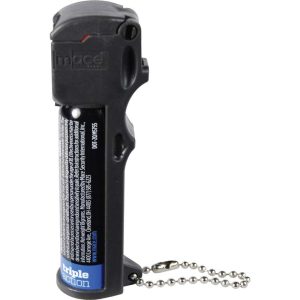 Mace® Triple Action Personal Pepper Spray 0.63 oz – OC Pepper, CN Tear Gas, UV Dye, 12-Foot Stream, Flip-Top Safety, Keychain, 1-Year Warranty