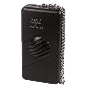 2-in-1 Personal and Door Burglar Alarm 120dB – Pull-Chain Activation, Doorknob Sensor, Single 9V Battery, 4.25 x 2.25 x 1 Inch Compact Design