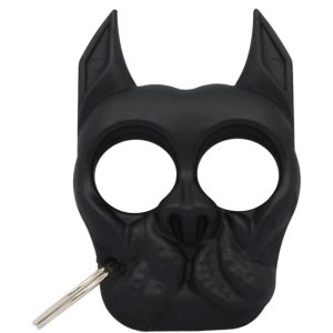 Brutus Self Defense Bulldog Keychain – Impact Resistant ABS Plastic, Pointed Ear Tips, Finger Grip Design, 2.5" x 3.5", Available in Black, Pink, and Purple
