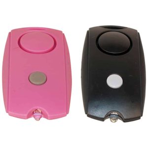 Mini Personal Alarm with LED Flashlight and Belt Clip – 120dB Siren, Keychain Ready, 3" x 1.5" x 0.5", 3 LR44 Batteries Included, Black and Pink Options