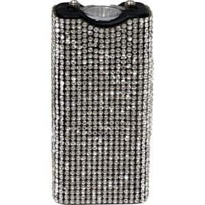Streetwise RhineStun Keychain Stun Gun 4.5mA – Rhinestone Design, 120-Lumen Flashlight, Rechargeable, Lifetime Warranty, Available in Pink, Silver, 3.25" Compact Size